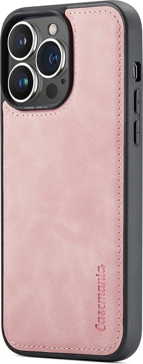 Caseme iPhone 14 Pro Hoesje - Roze Kunstleer - 4 Pasjes