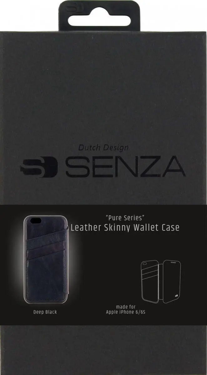 Senza Pure Skinny Leather Wallet WALCS1032 - Apple iPhone 6/6S/7/8 Plus - 3 Pasjes - Zwart - afbeelding 6 van 6