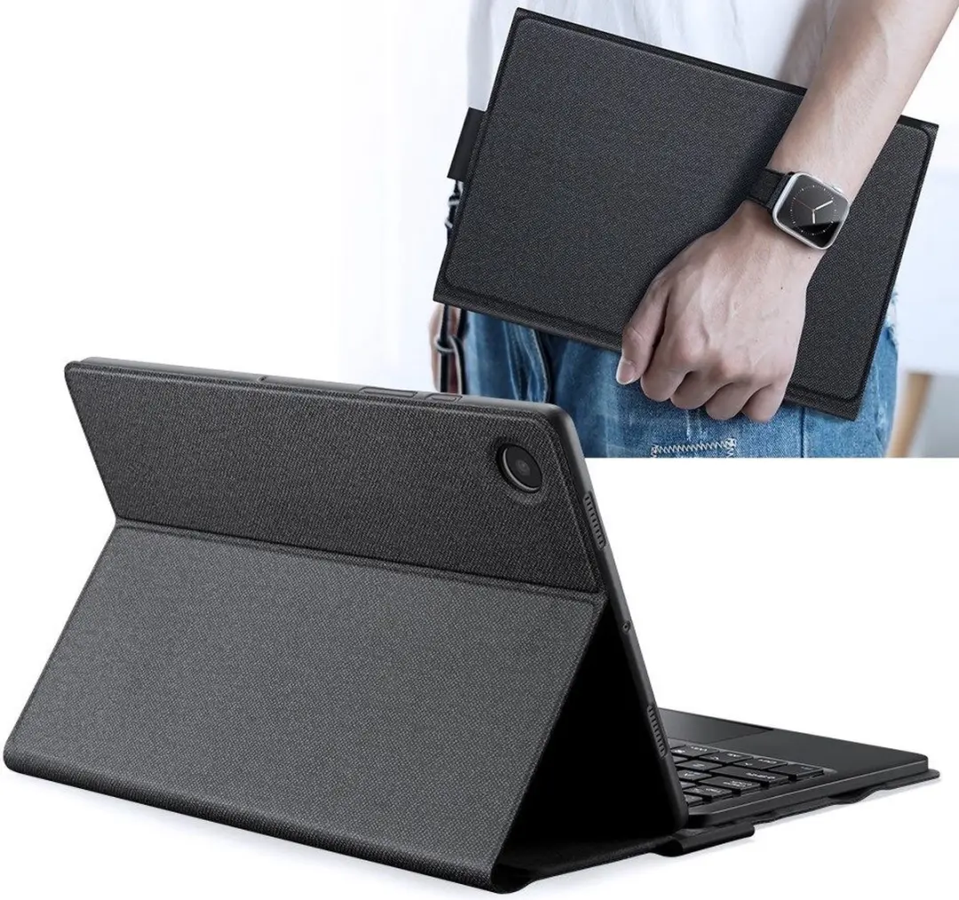 Dux Ducis Galaxy Tab A8 Book Case - Bluetooth Toetsenbord - Zwart/Blauw