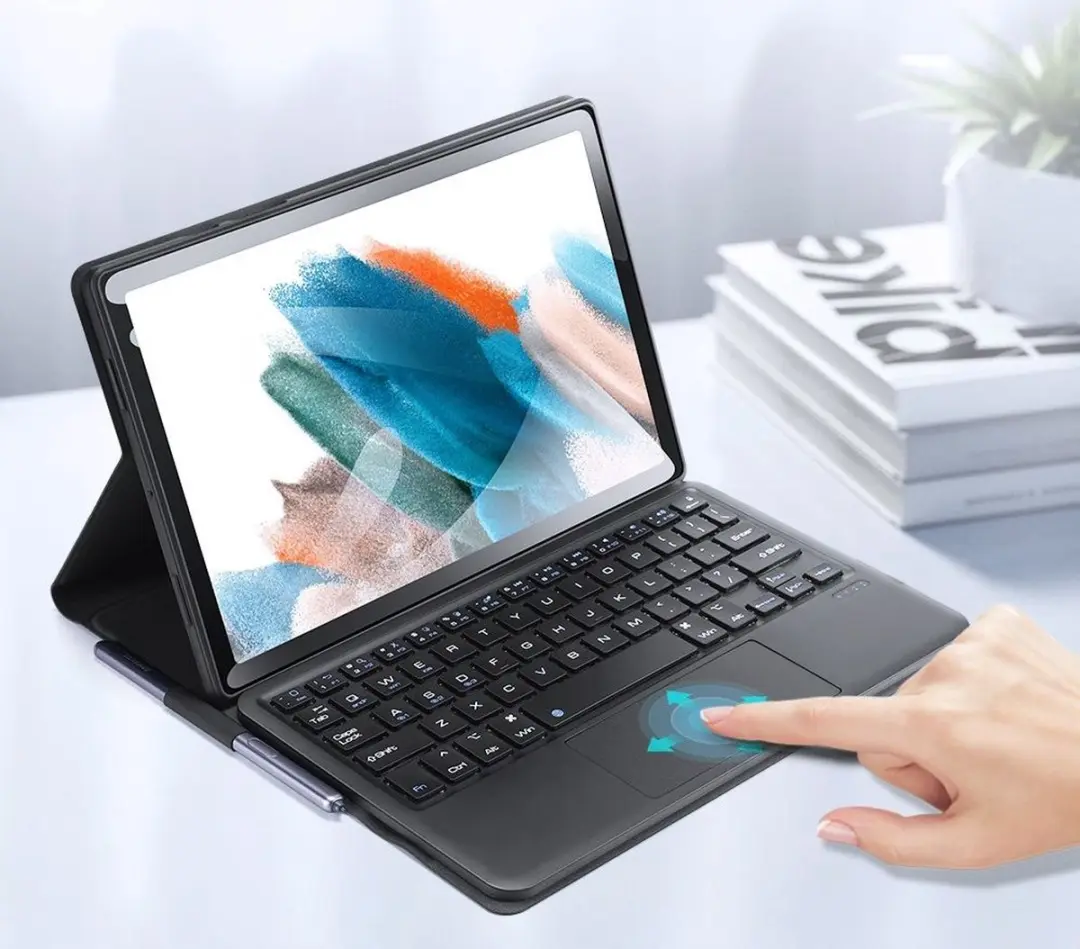 Dux Ducis Galaxy Tab A8 Book Case - Bluetooth Toetsenbord - Zwart/Blauw - afbeelding 6 van 6