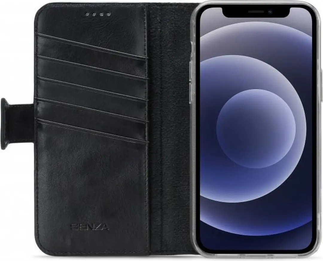 Senza Pure Serie WALCS1088 iPhone 12 Mini Hoesje - Echt Leer - Deep Black