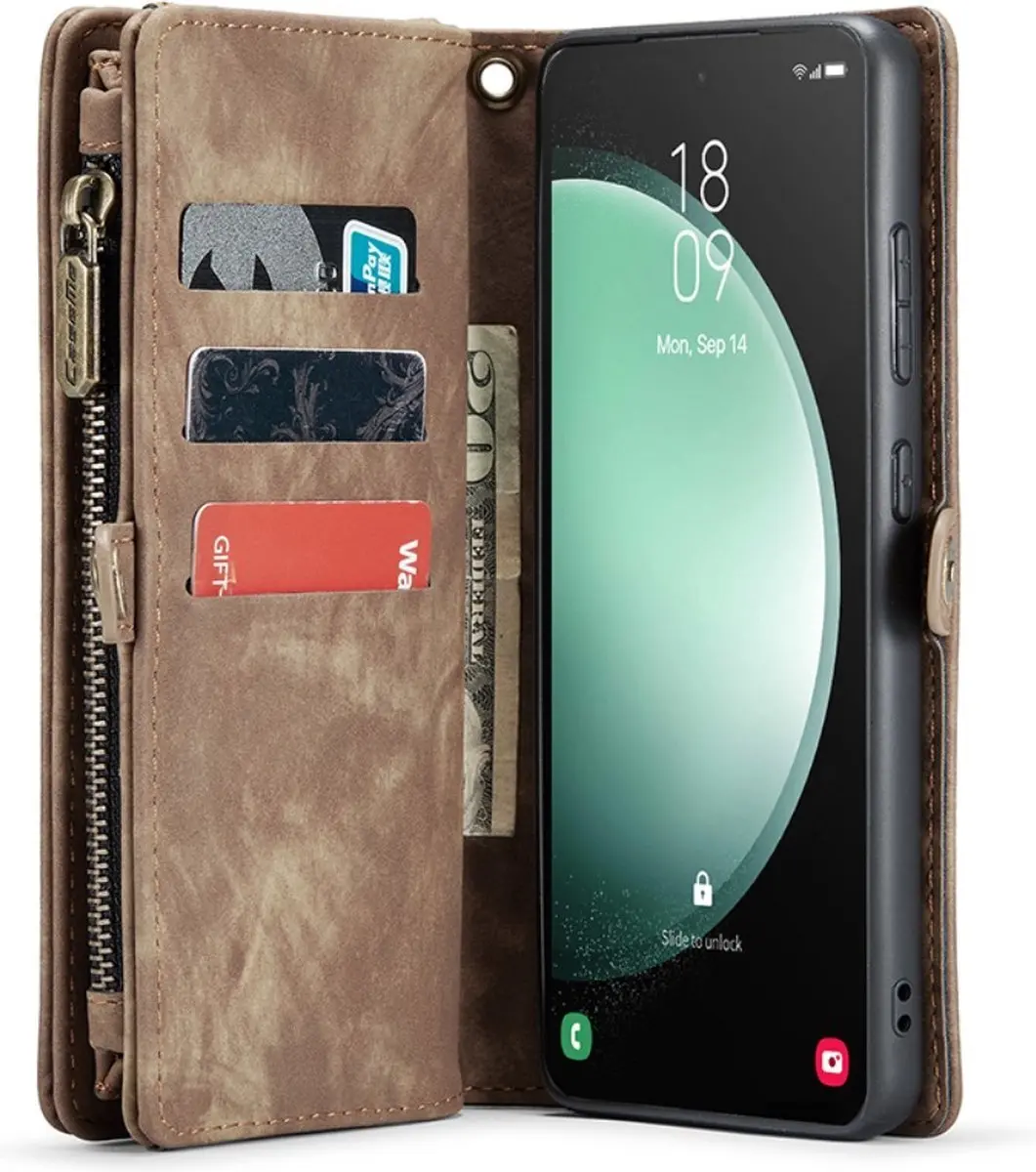 Caseme 008 Hoesje Samsung Galaxy S23 FE - 2-in-1 Book Case & Portemonnee - Bruin - afbeelding 6 van 6
