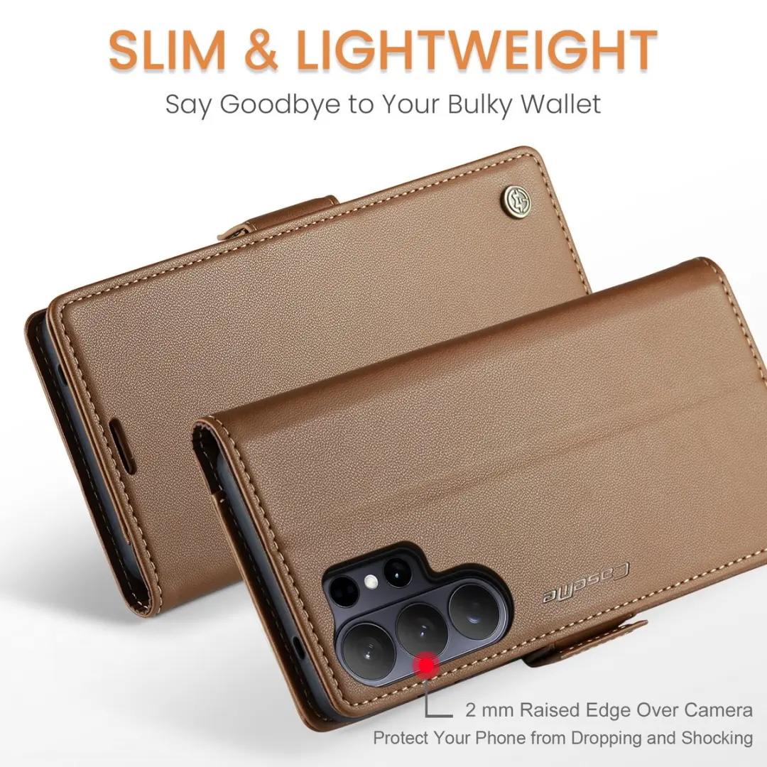 CaseMe PU-leer Bookcase Standhoes Samsung Galaxy S26 Ultra - 3 Pasjes - Bruin