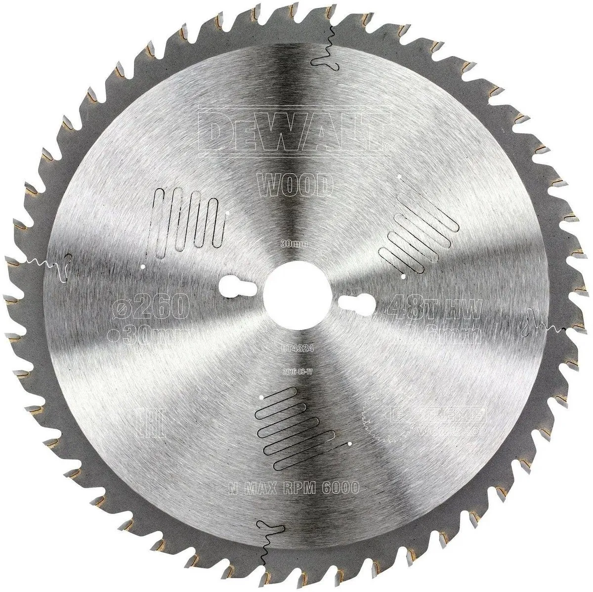 DeWALT DT4324-QZ Cirkelzaagblad Hout 260mm 48T