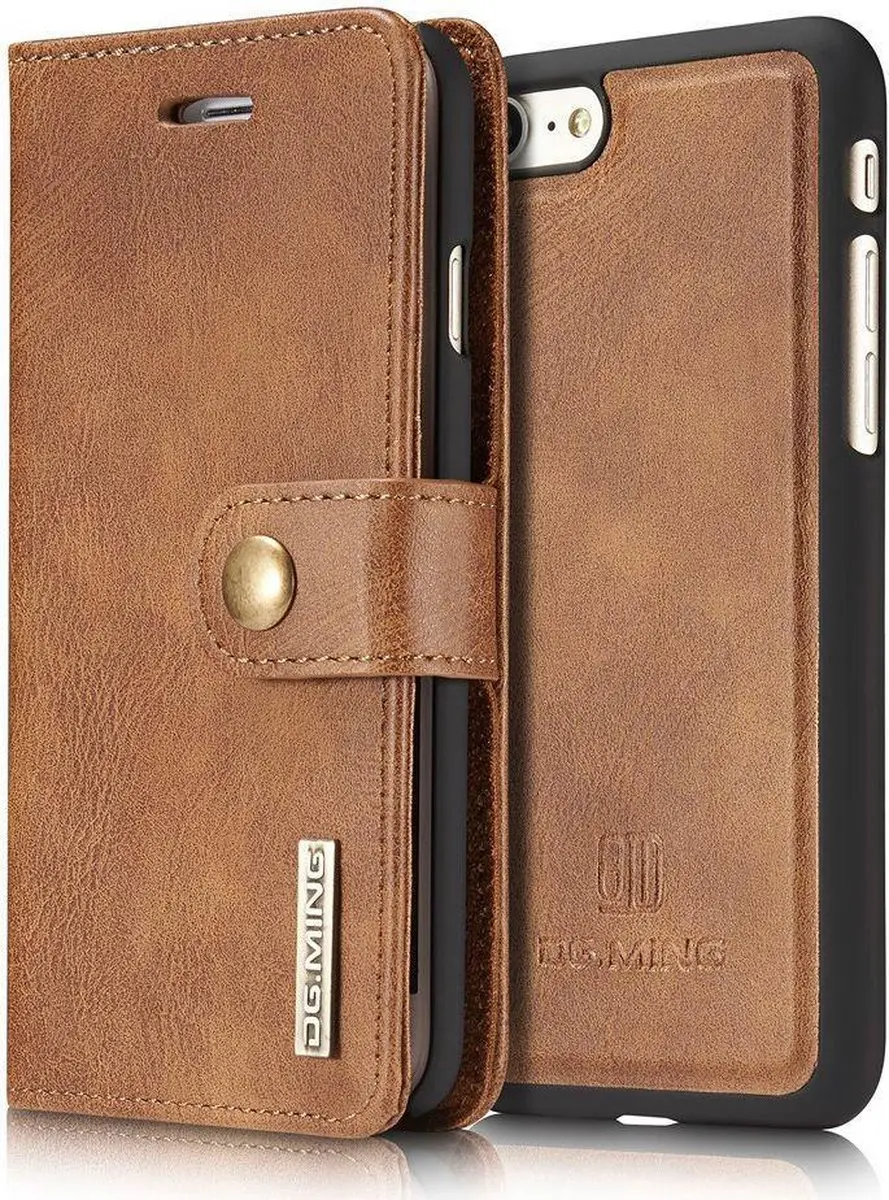 DG.MING Portemonnee Hoesje Echt Leer Bruin - 3 Pasjes - iPhone 7/8/SE