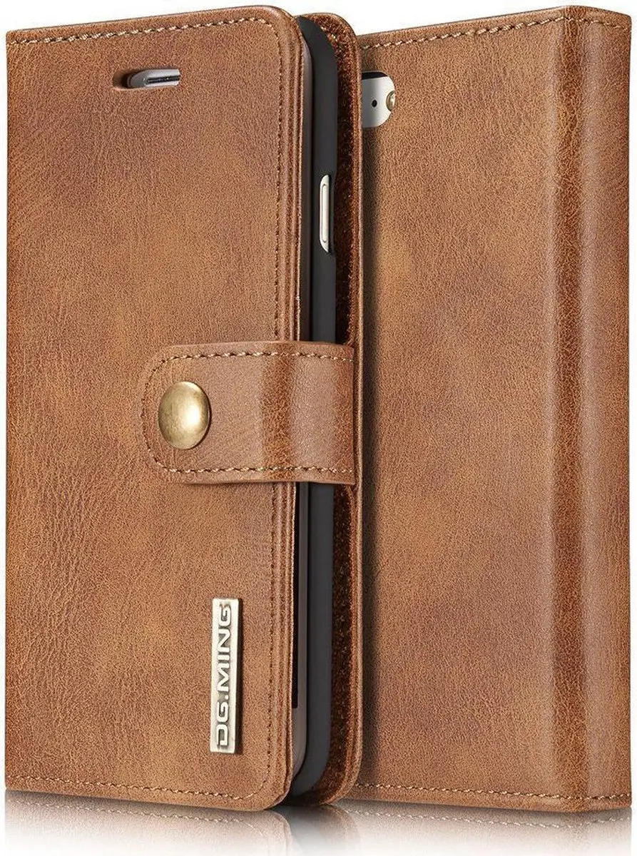 DG.MING Portemonnee Hoesje Echt Leer Bruin - 3 Pasjes - iPhone 7/8/SE