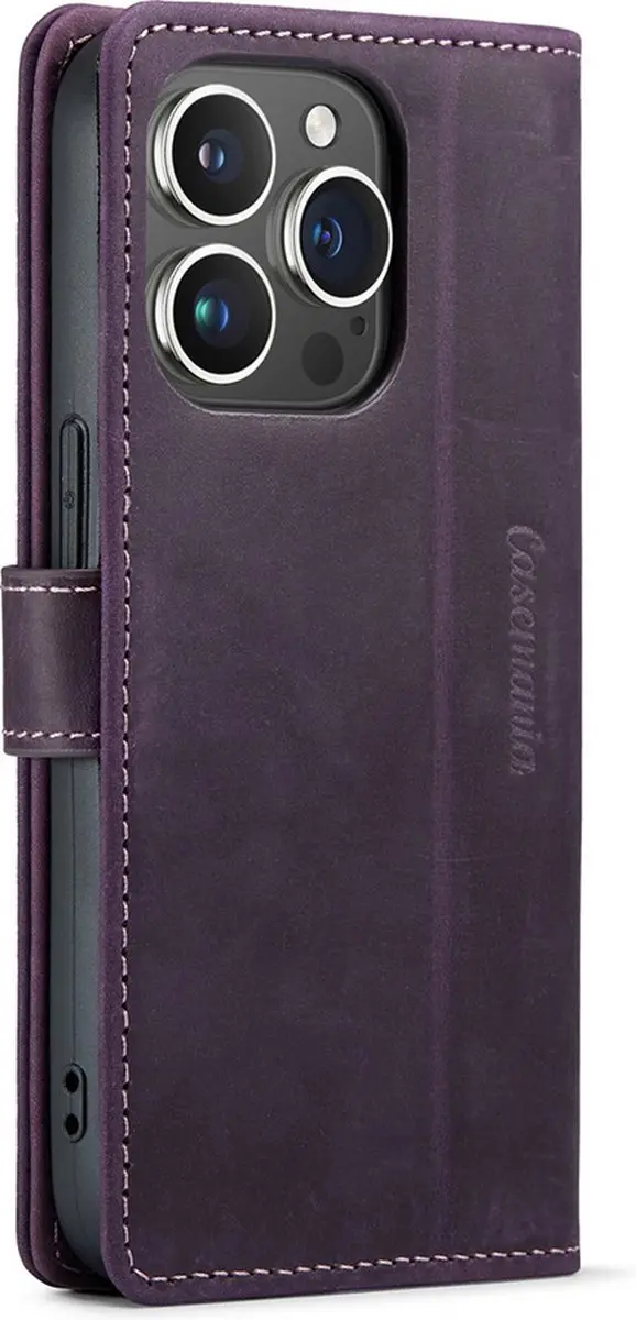 Caseme iPhone 14 Pro Hoesje - Effen Paars - 3 Pasjes