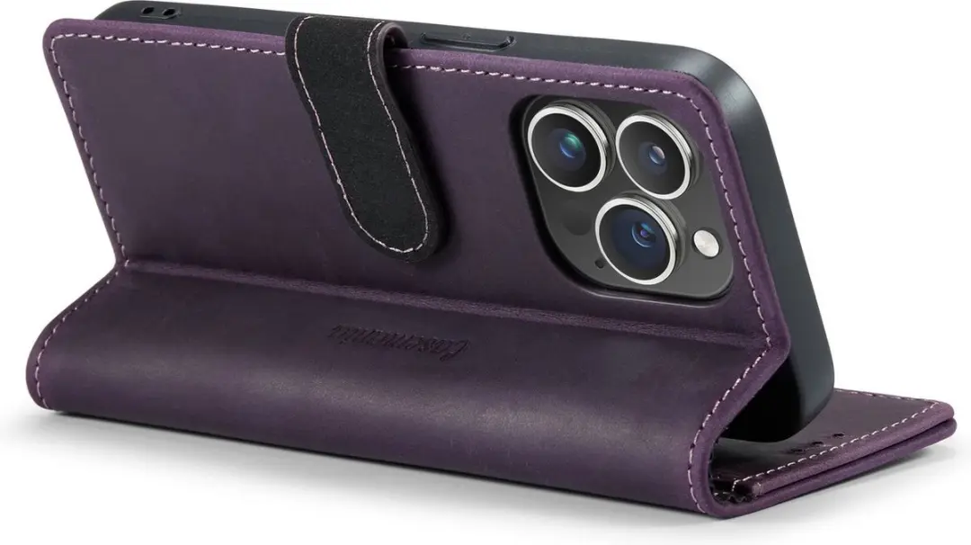Caseme iPhone 14 Pro Hoesje - Effen Paars - 3 Pasjes