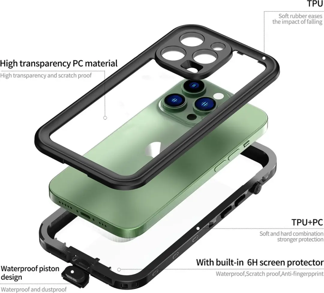 Redpepper Dot Plus Waterproof Backcover iPhone 14 Pro - Zwart