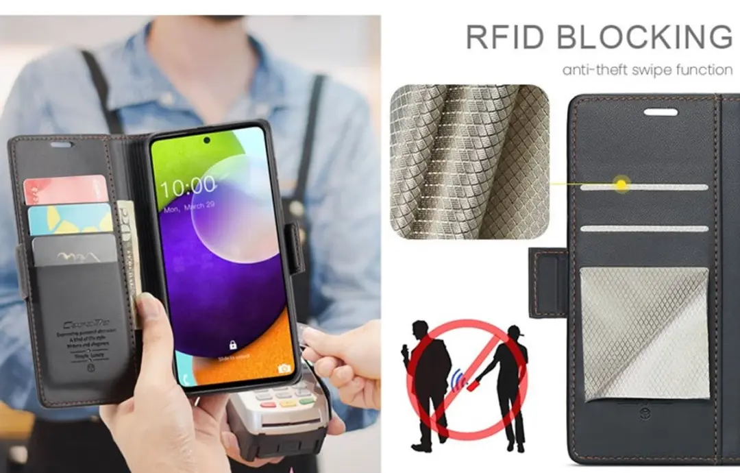 Caseme Wallet Case voor Samsung Galaxy A52/A52s - RFID & Magneetsluiting - Zwart