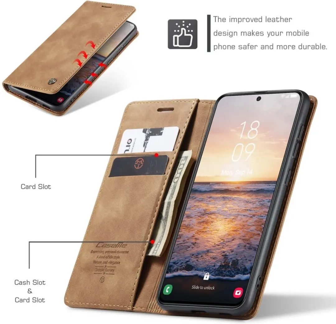 Caseme 013 Book Case Hoesje - Samsung Galaxy S24 - 2 Pasjes - Bruin