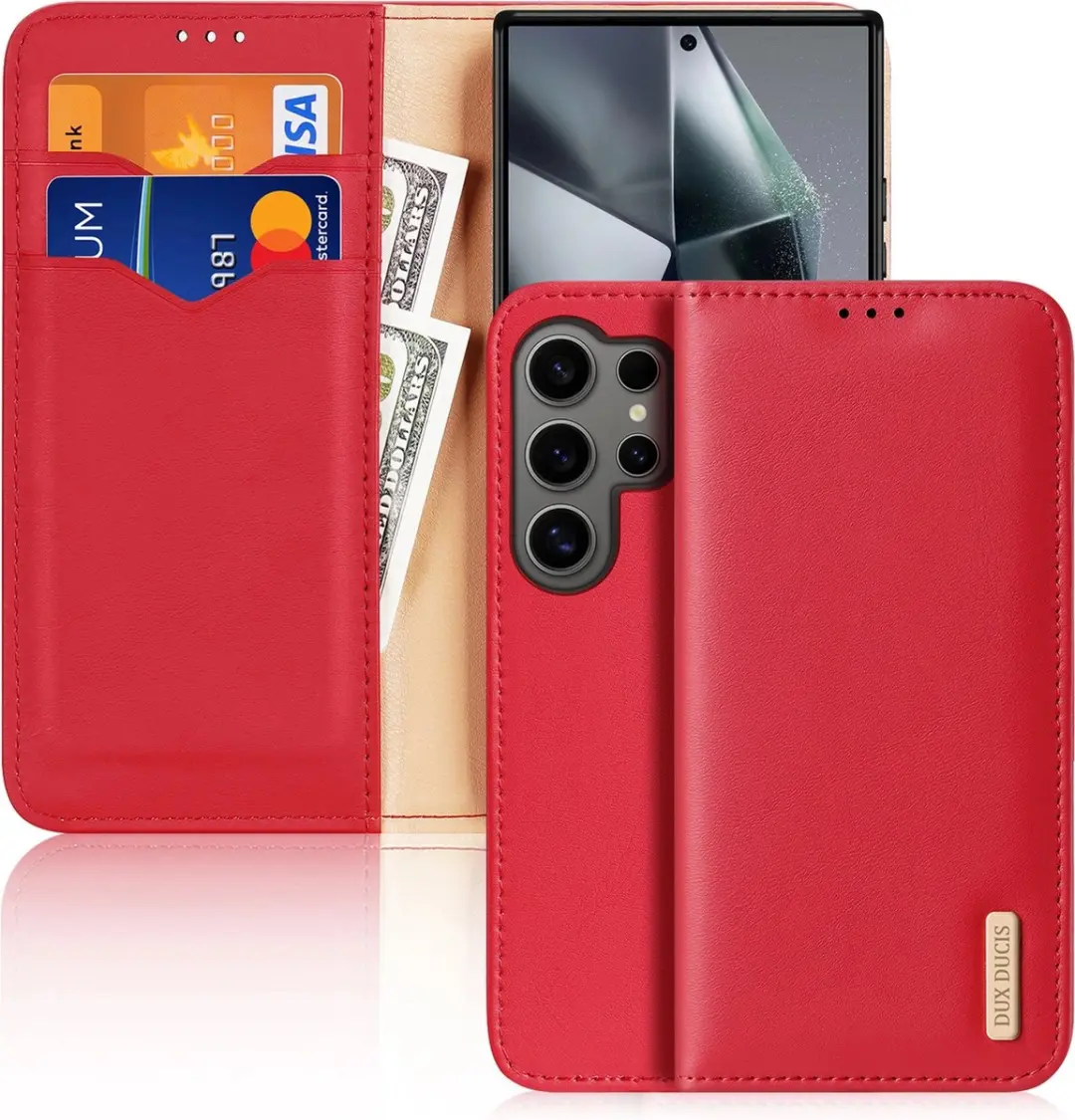 Dux Ducis Hivo Series Telefoonhoesje S24 Ultra - Rood - 2 Pasjes - afbeelding 6 van 6
