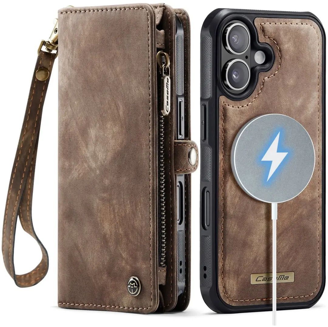 CaseMe 008 iPhone 17 Hoesje - 2-in-1 Book Case & Portemonnee Bruin
