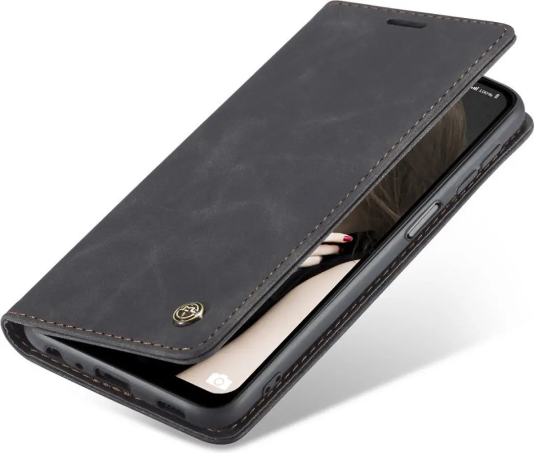 Caseme 013 Book Case Hoesje Samsung Galaxy A12 - 2 Pasjes - Zwart