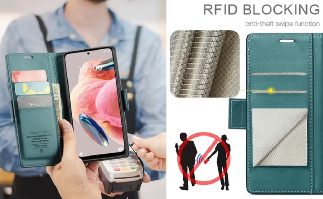 Caseme Wallet Case Xiaomi 13 - Groen - RFID & Magneetsluiting - afbeelding 6 van 6