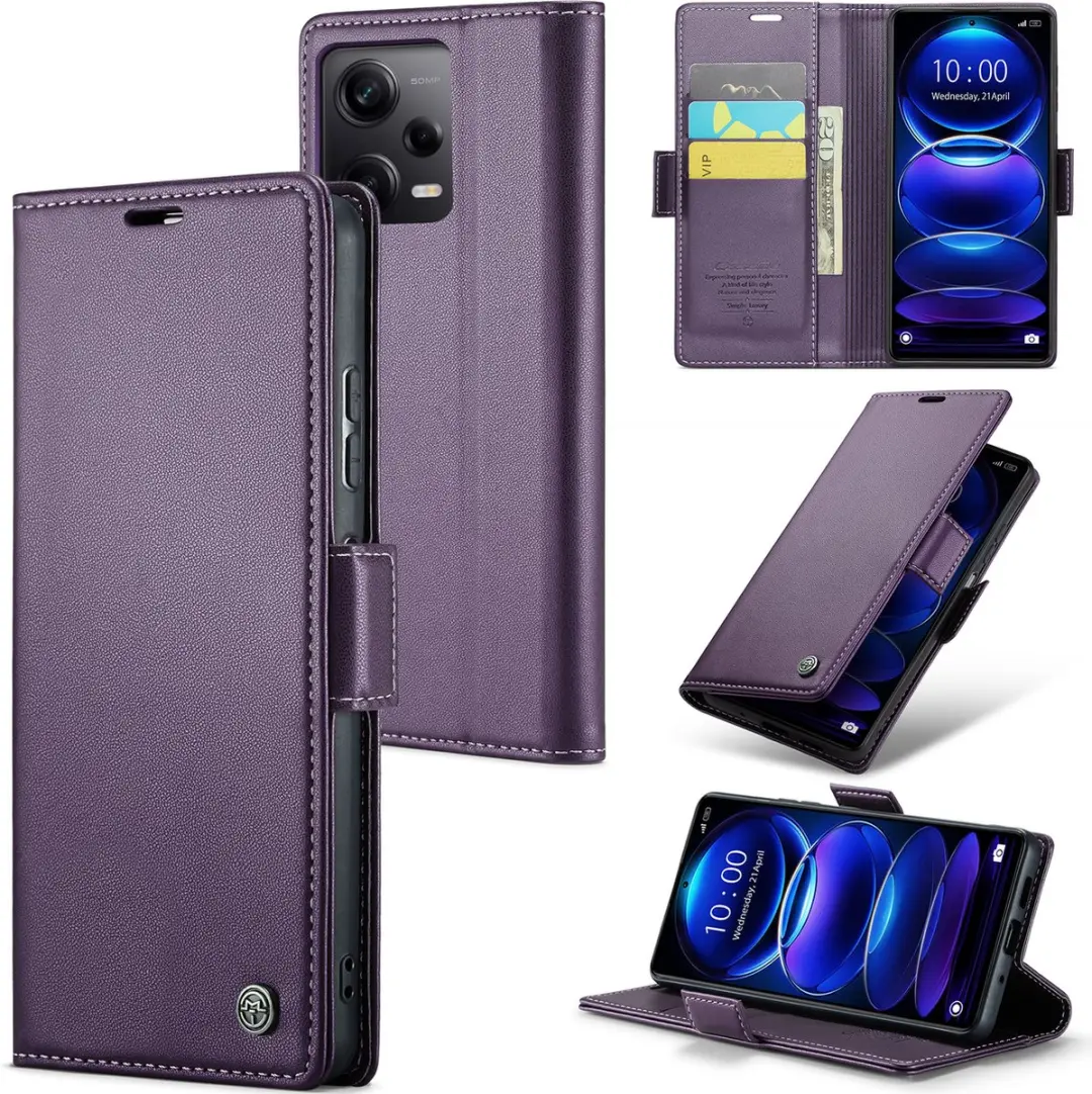 Caseme Wallet Case RFID Magneetsluiting Redmi Note 12 Pro 5G - Paars