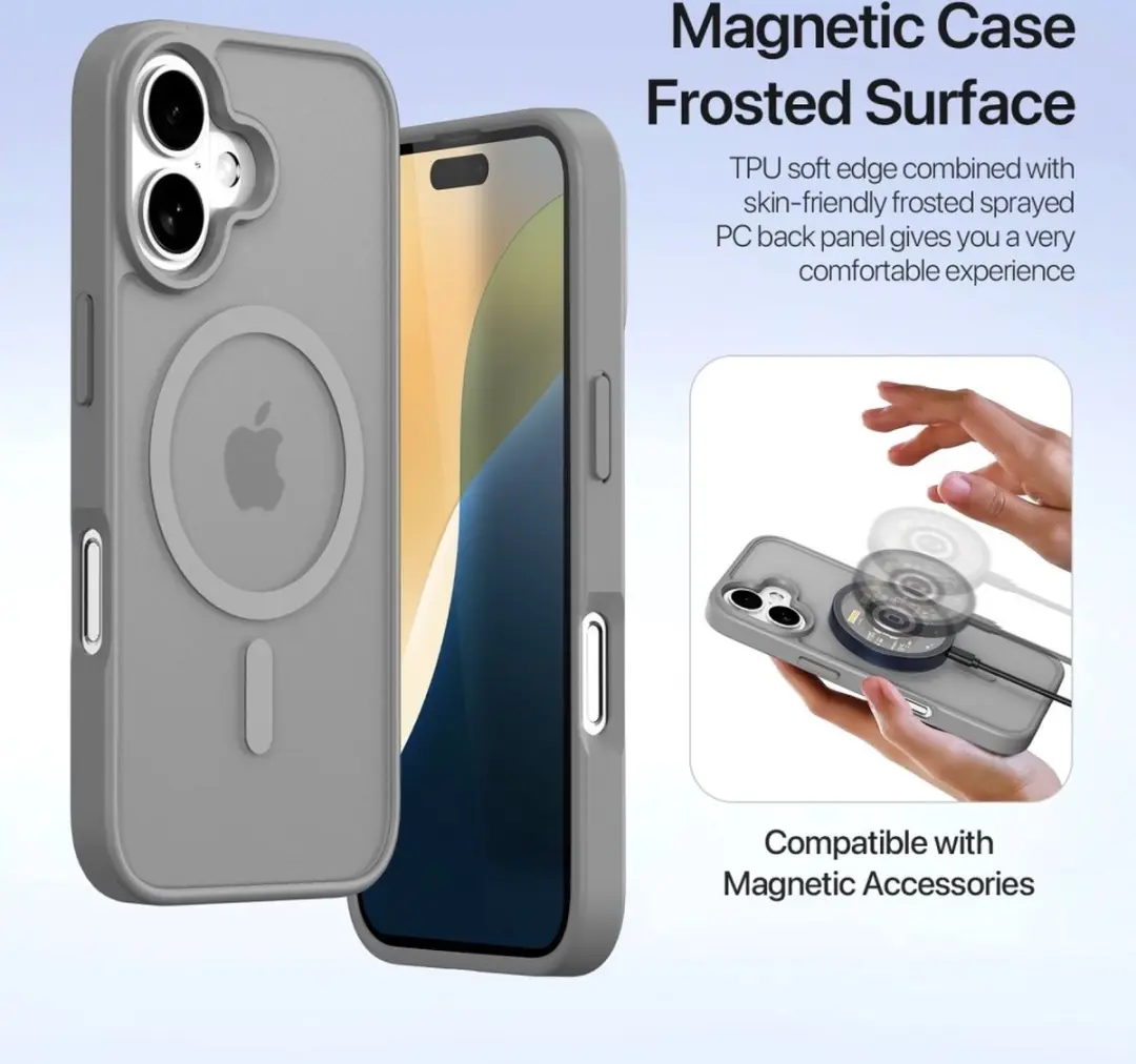 Dux Ducis Lawa Series iPhone 16 Hoesje Grijs - 2-in-1 Wallet