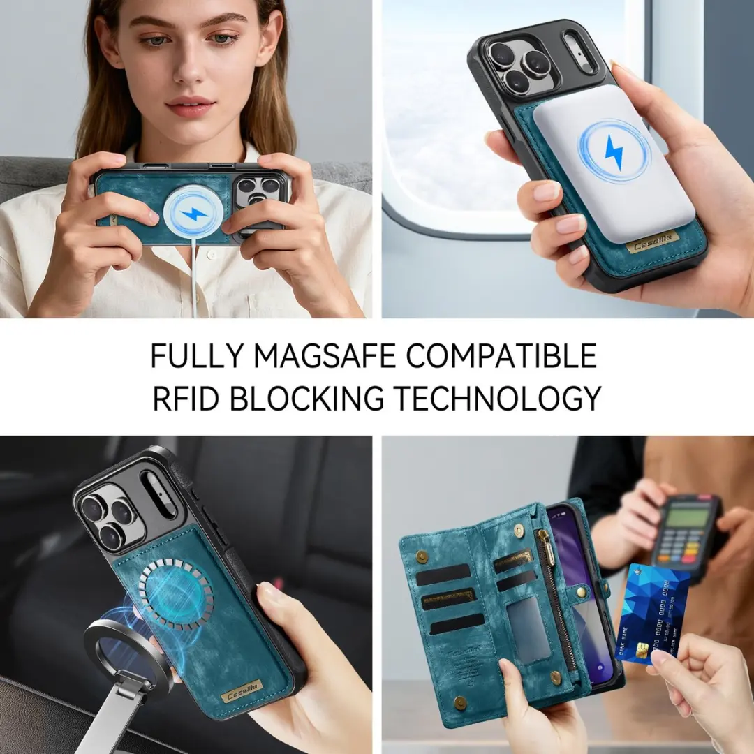 Caseme 008 iPhone 17 Pro Max Hoesje - Book Case & Portemonnee - Blauw
