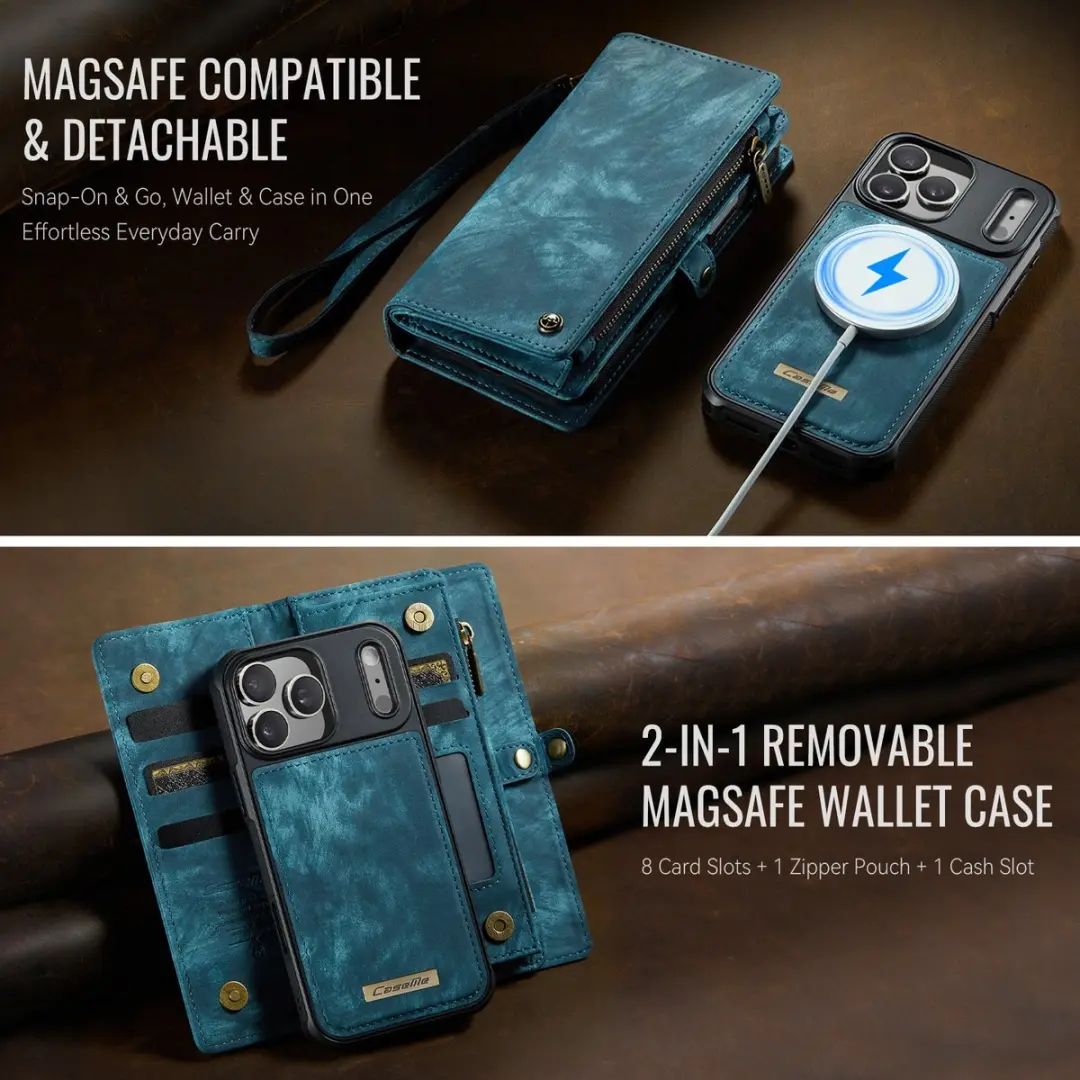 Caseme 008 iPhone 17 Pro Max Hoesje - Book Case & Portemonnee - Blauw