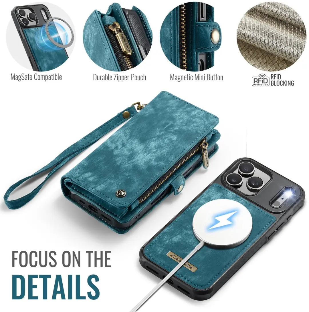 Caseme 008 iPhone 17 Pro Max Hoesje - Book Case & Portemonnee - Blauw