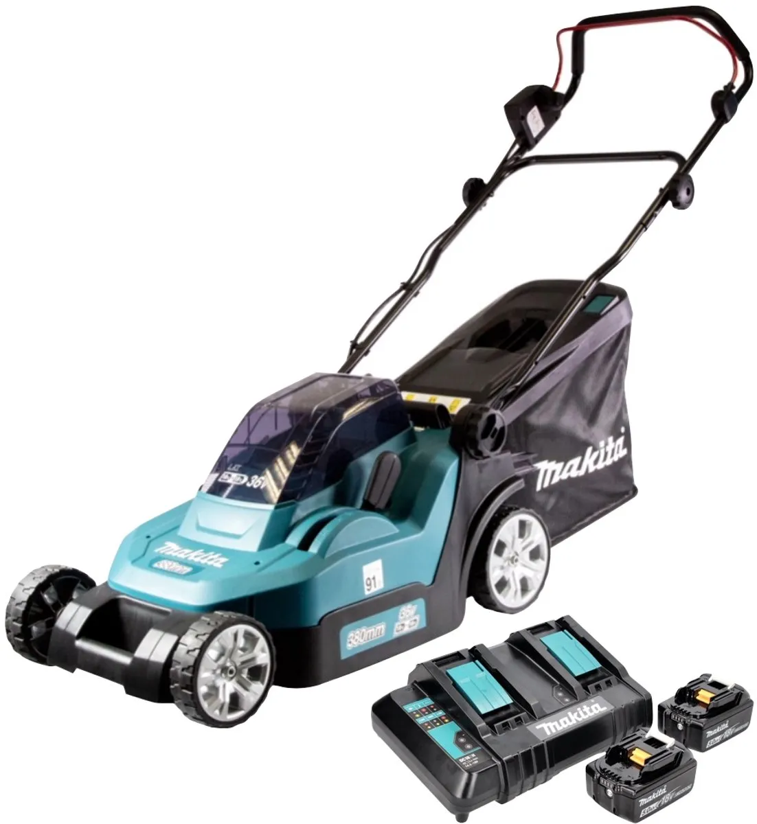 Makita DLM 382 CT2 Accu Grasmaaier 38cm 40L - 2x 5.0Ah Accu + Lader