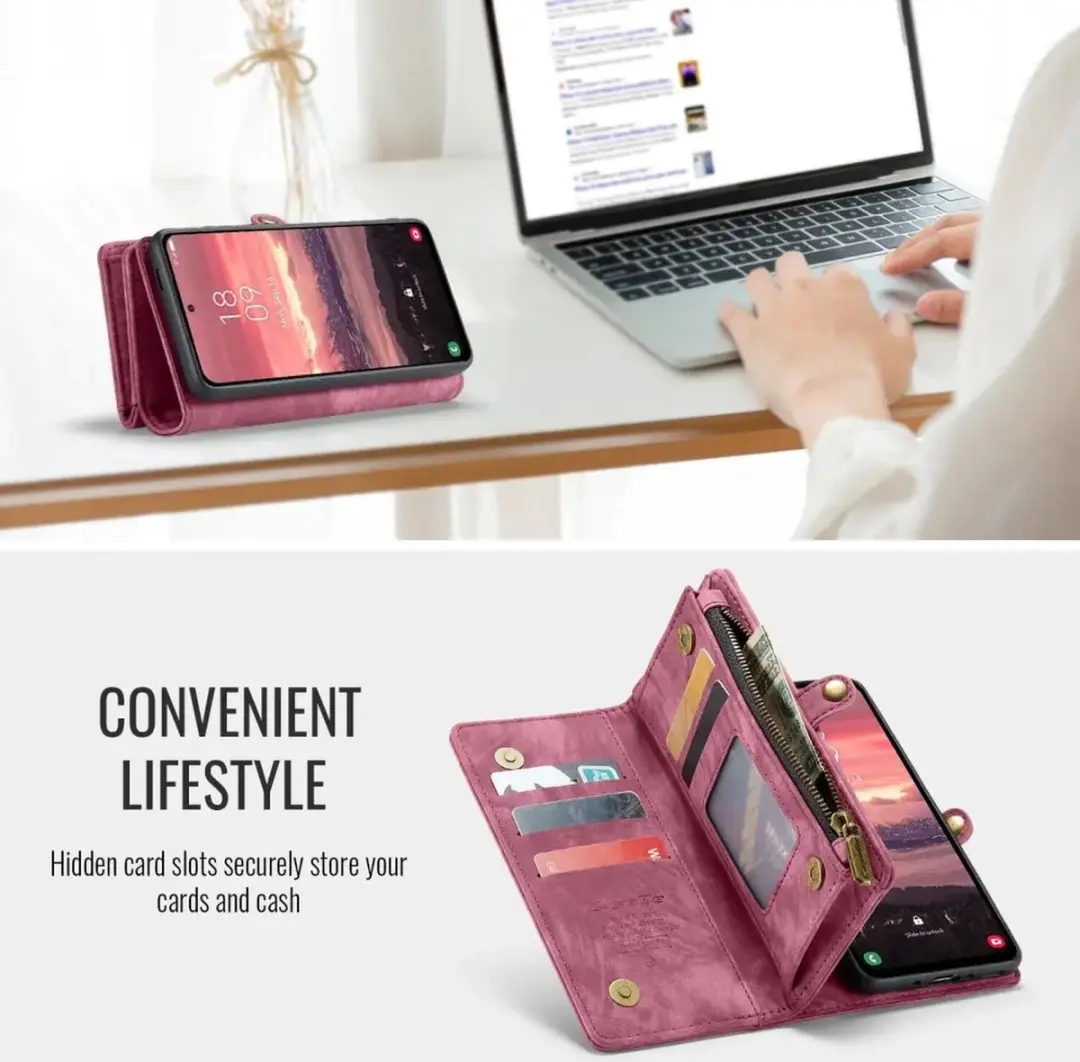 Caseme 008 Book Case Back Cover Samsung Galaxy A56 - Portemonnee - Rood - afbeelding 6 van 6