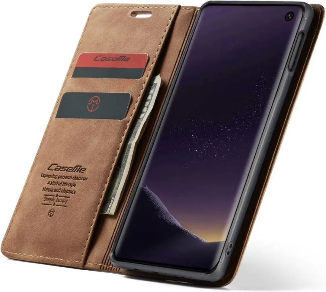 Caseme Book Case Bruin - Voor Samsung Galaxy S10e - 2 Pasjes
