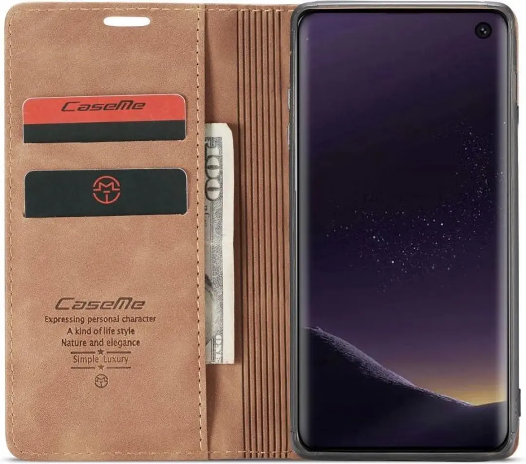 Caseme Book Case Bruin - Voor Samsung Galaxy S10e - 2 Pasjes