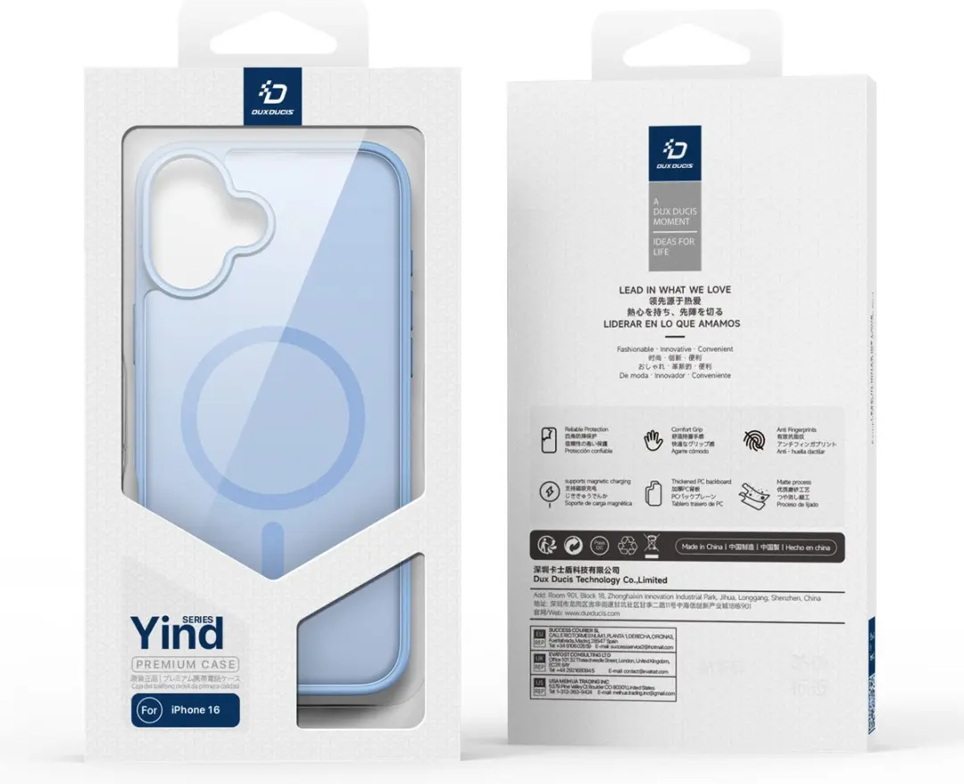 Dux Ducis Yind Serie iPhone 16 Back Cover - Lichtblauw