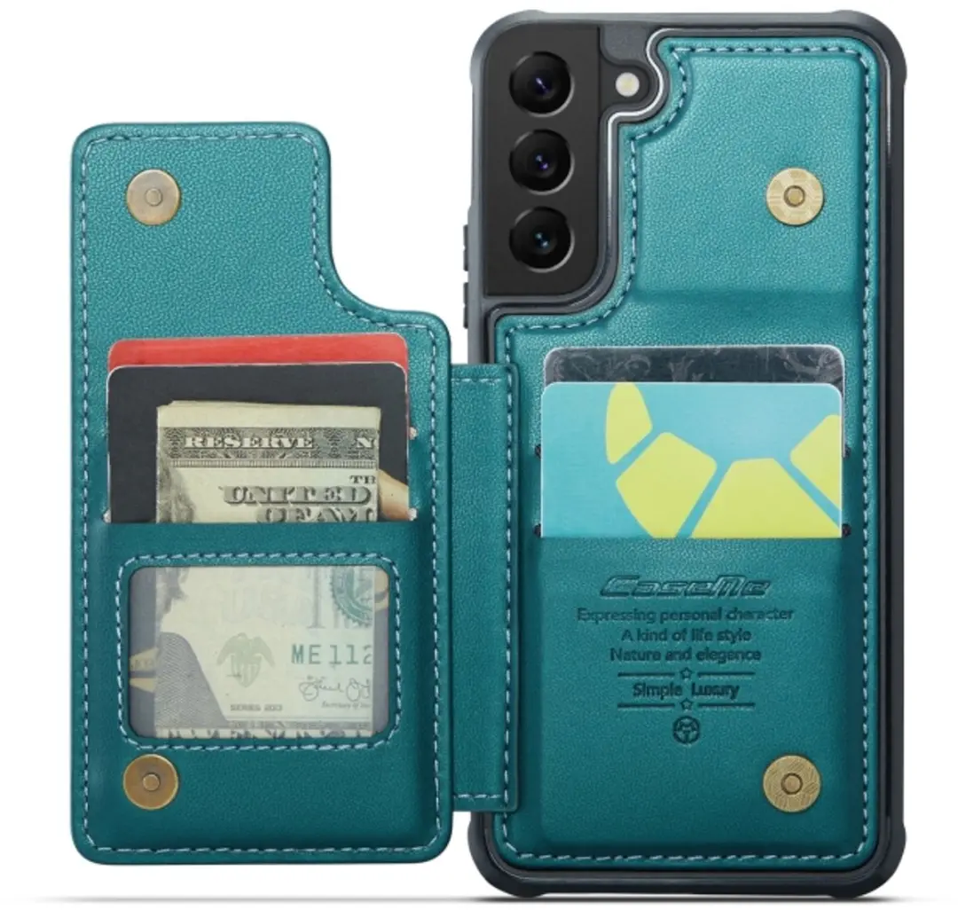 Caseme Portemonnee Backcover Galaxy S21 FE - Anti-RFID Groen