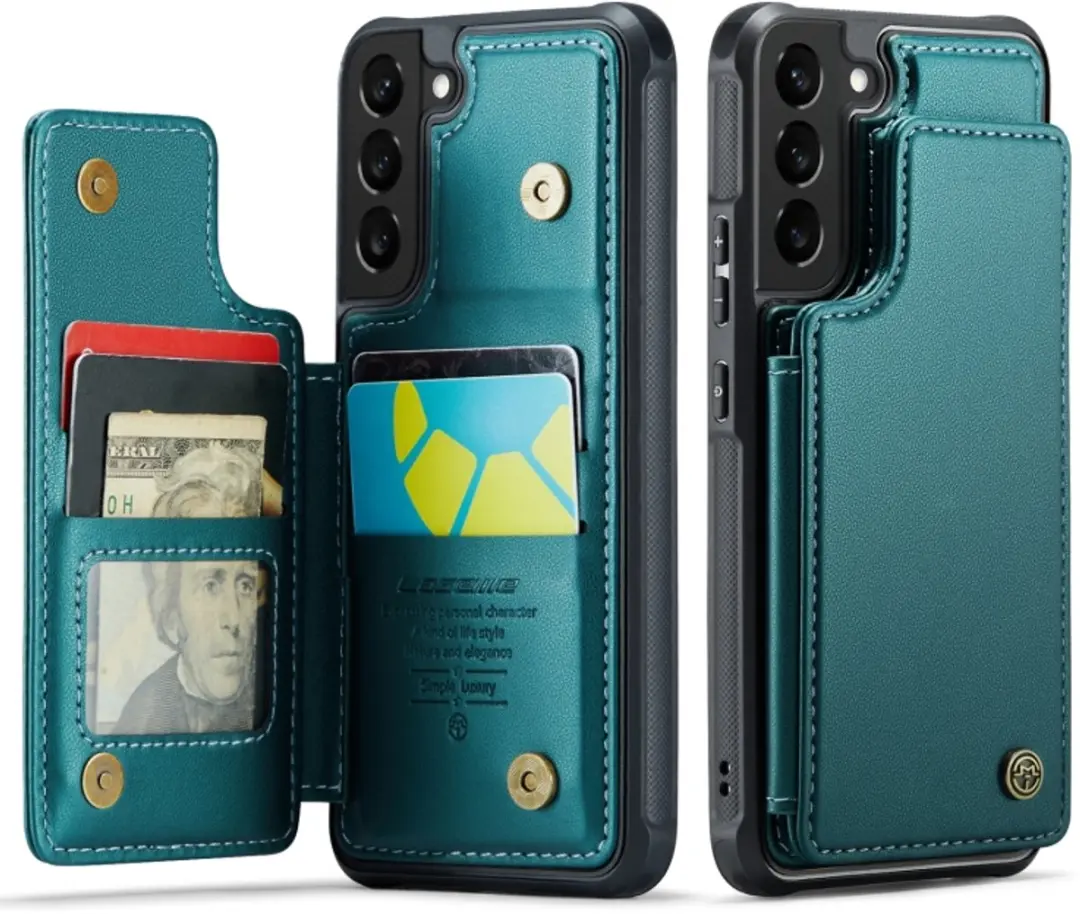 Caseme Portemonnee Backcover Galaxy S21 FE - Anti-RFID Groen