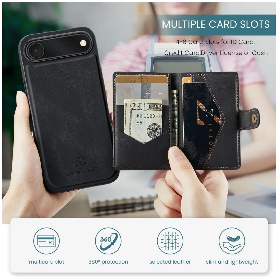 Caseme JH-01 Hoesje iPhone Air - Pasjeshouder 4 Stuks - Zwart