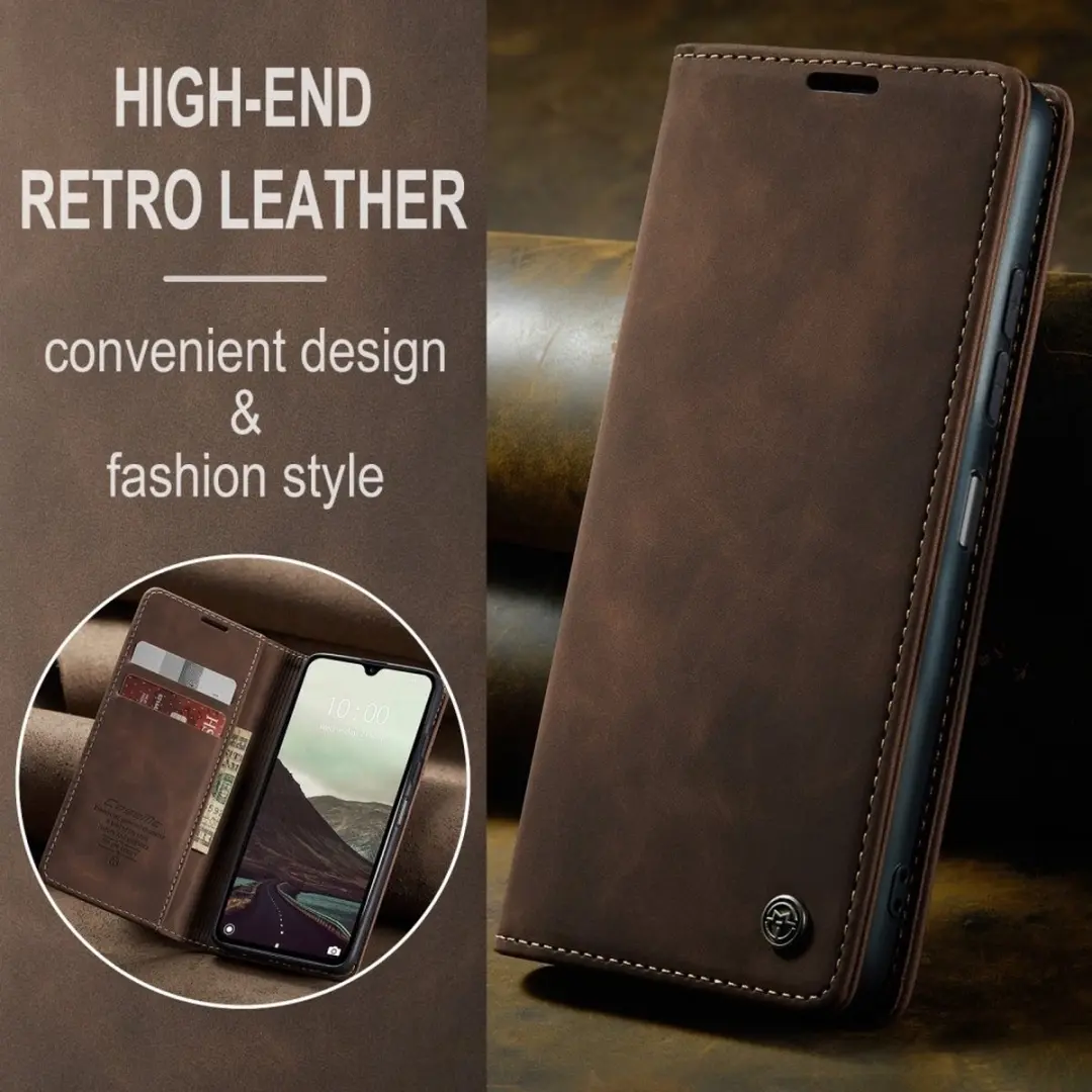 Caseme 013 Book Case Hoesje Xiaomi Redmi 14C - Donkerbruin - afbeelding 6 van 6