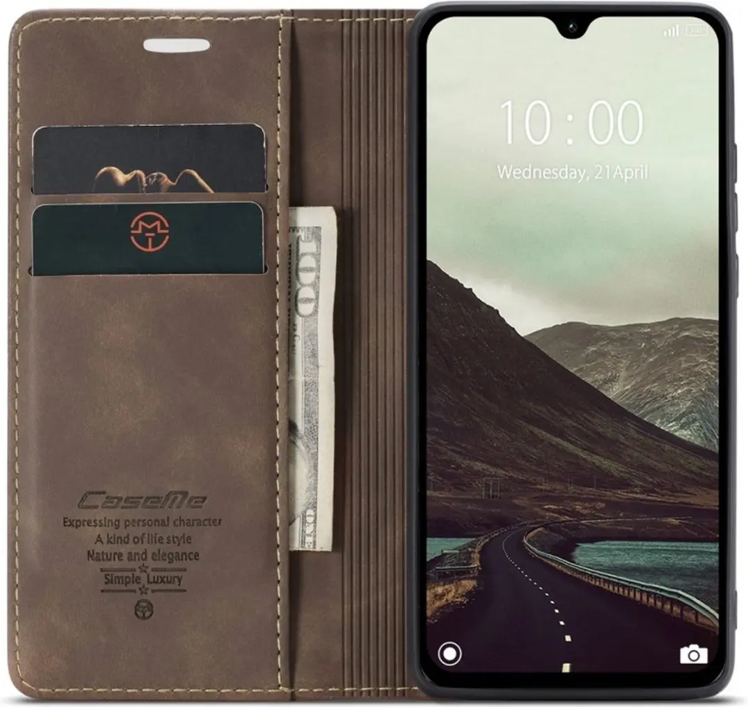 Caseme 013 Book Case Hoesje Xiaomi Redmi 14C - Donkerbruin
