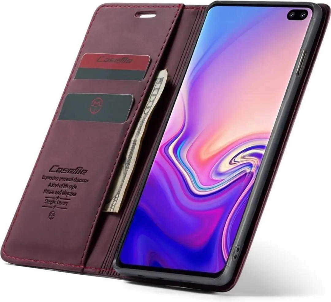 Caseme Book Case Samsung Galaxy S10 - Bordeaux - 2 Pasjes