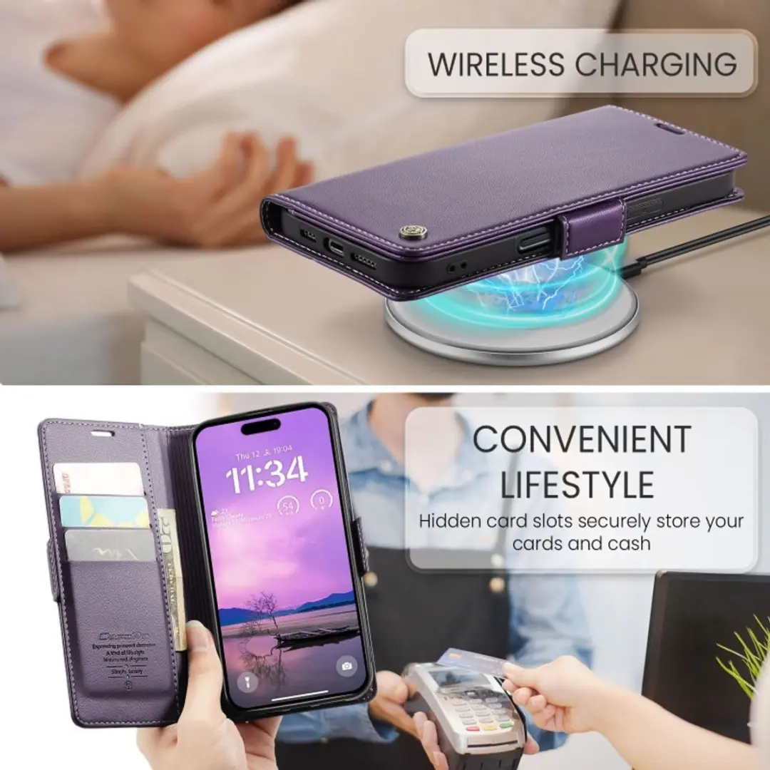 Caseme Wallet Case iPhone 17 Pro Max - RFID Paars