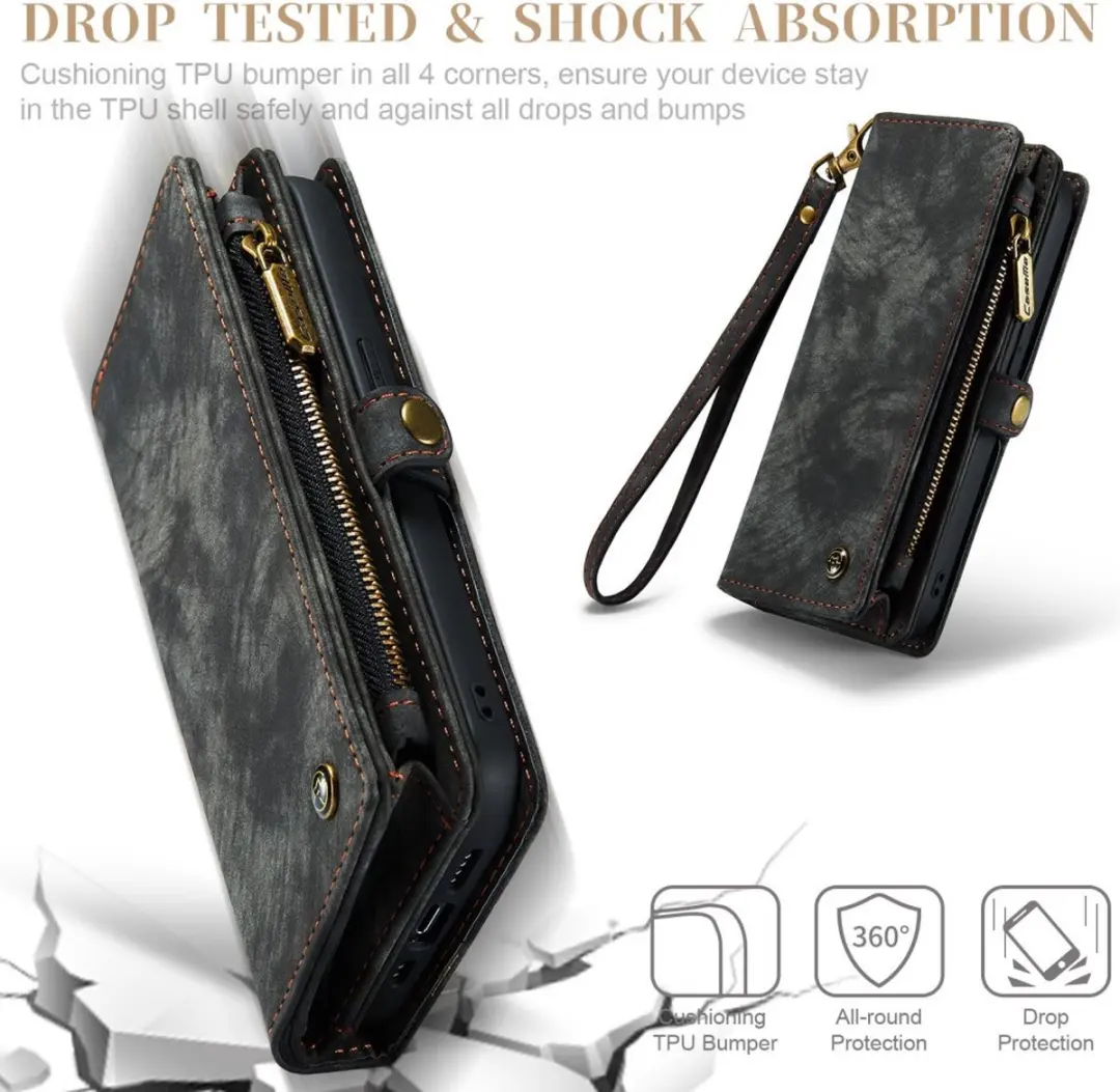 Caseme 008 Hoesje iPhone 15 Pro - 2-in-1 Book Case & Portemonnee - 8 Pasjes - Zwart