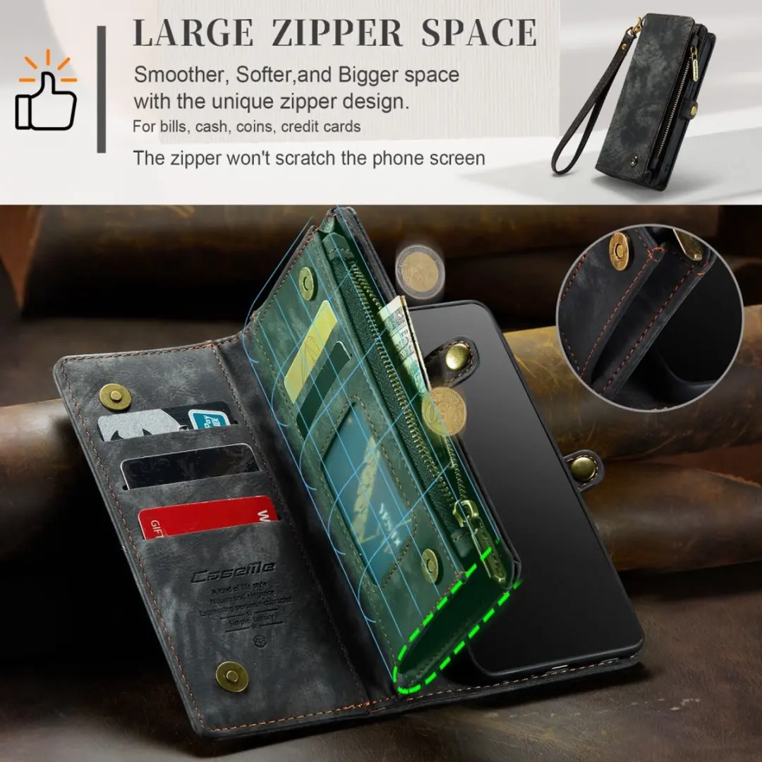 Caseme 008 Hoesje iPhone 15 Pro - 2-in-1 Book Case & Portemonnee - 8 Pasjes - Zwart