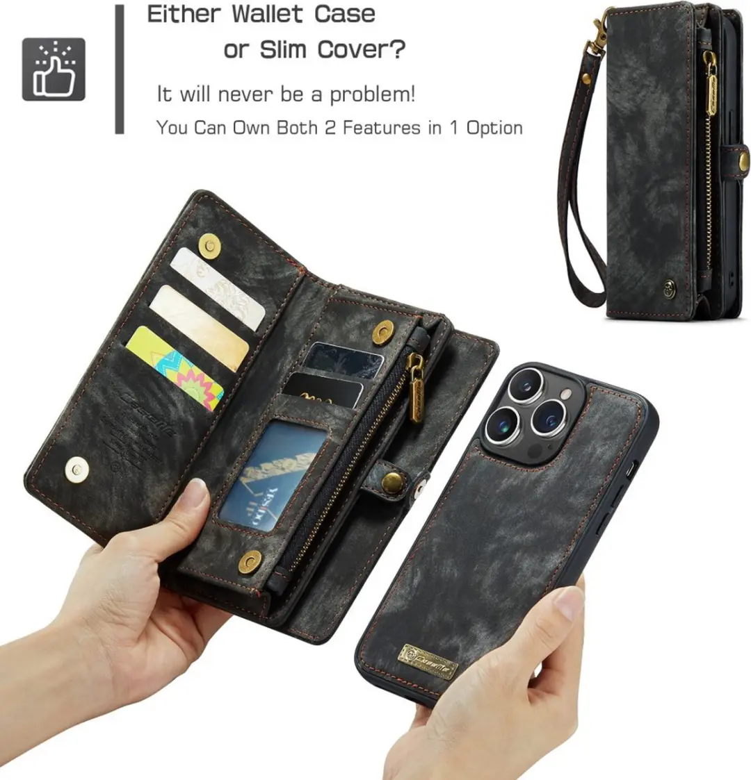 Caseme 008 Hoesje iPhone 15 Pro - 2-in-1 Book Case & Portemonnee - 8 Pasjes - Zwart - afbeelding 6 van 6