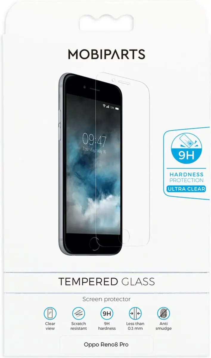 Mobiparts Screenprotector Oppo Reno8 Pro - Gehard Glas Anti-bacterieel