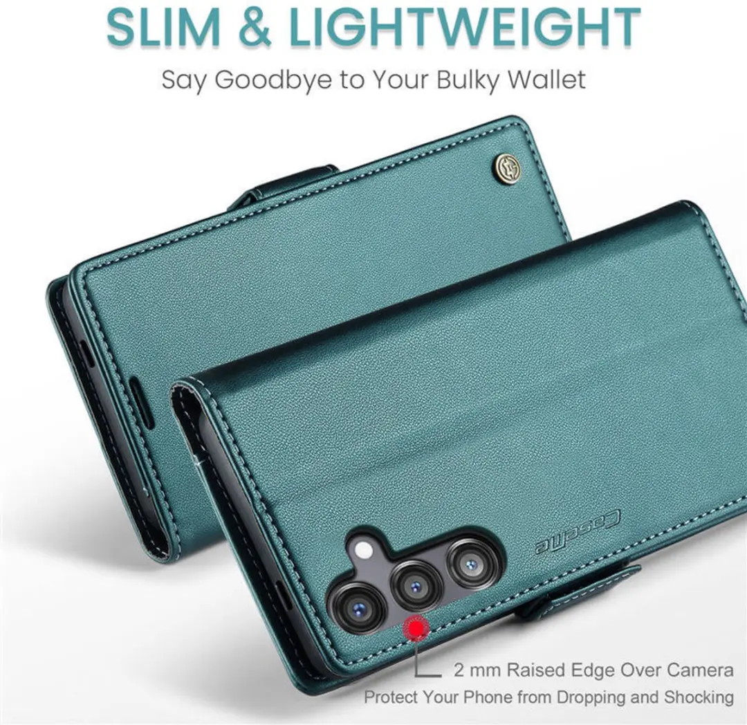 Caseme Wallet Case Groen voor Samsung Galaxy S24 FE - RFID & Magneetsluiting