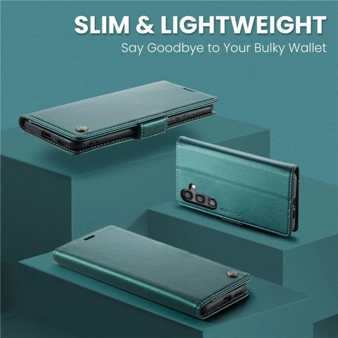 Caseme Wallet Case Groen voor Samsung Galaxy S24 FE - RFID & Magneetsluiting - afbeelding 6 van 6