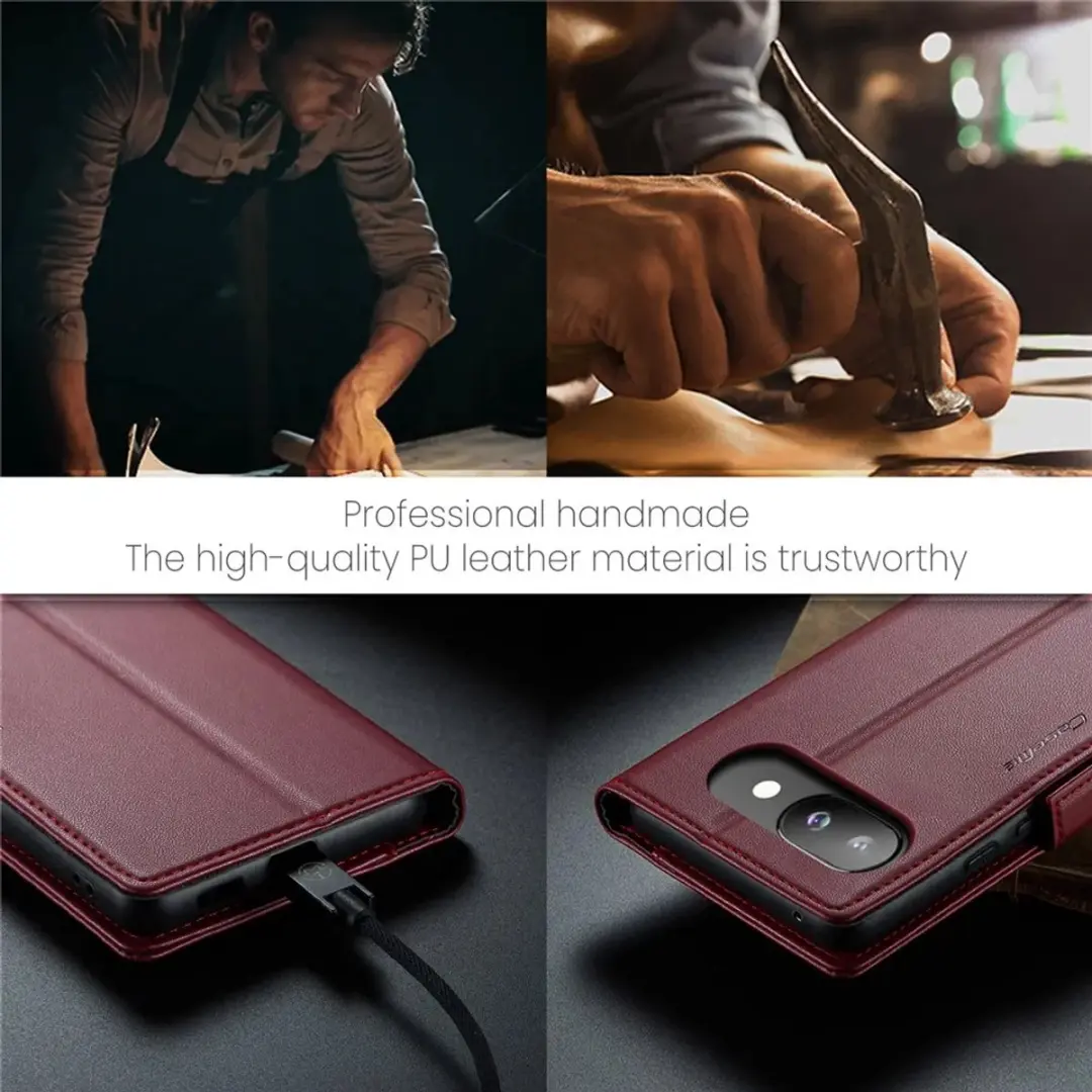 Caseme Litchi Texture Book Wallet Hoesje - Google Pixel 9a - Rood