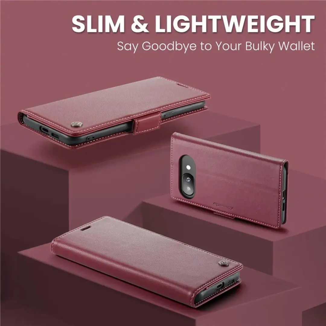 Caseme Litchi Texture Book Wallet Hoesje - Google Pixel 9a - Rood