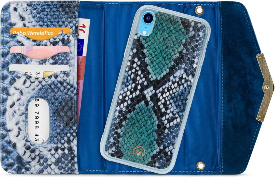 Mobilize Velvet Clutch iPhone XR - 4 Pasjes - Blauw