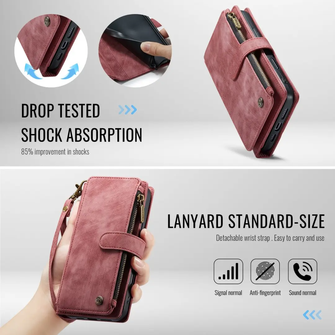 CaseMe C30 iPhone 17 Hoesje met Portemonnee - 10 Pasjes - Rood