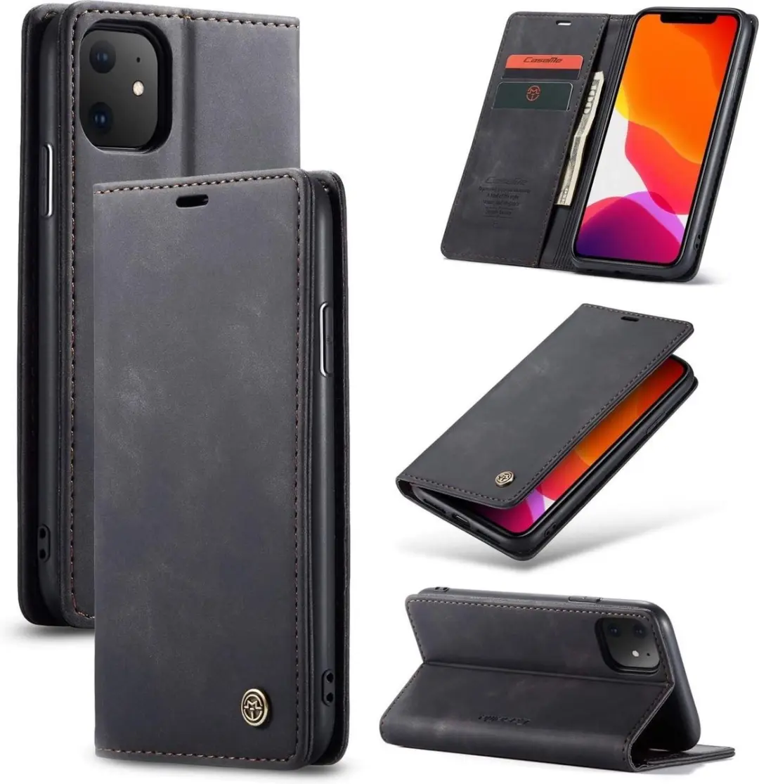 Caseme Luxe Bookcase Apple iPhone 13 - 6 Stuks - Zwart