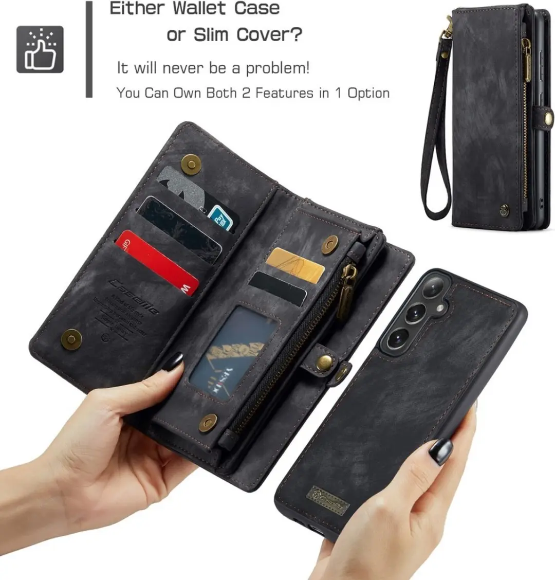 Caseme 008 Hoesje Samsung Galaxy S24 - 2-in-1 Book Case & Portemonnee - 8 Pasjes - Zwart