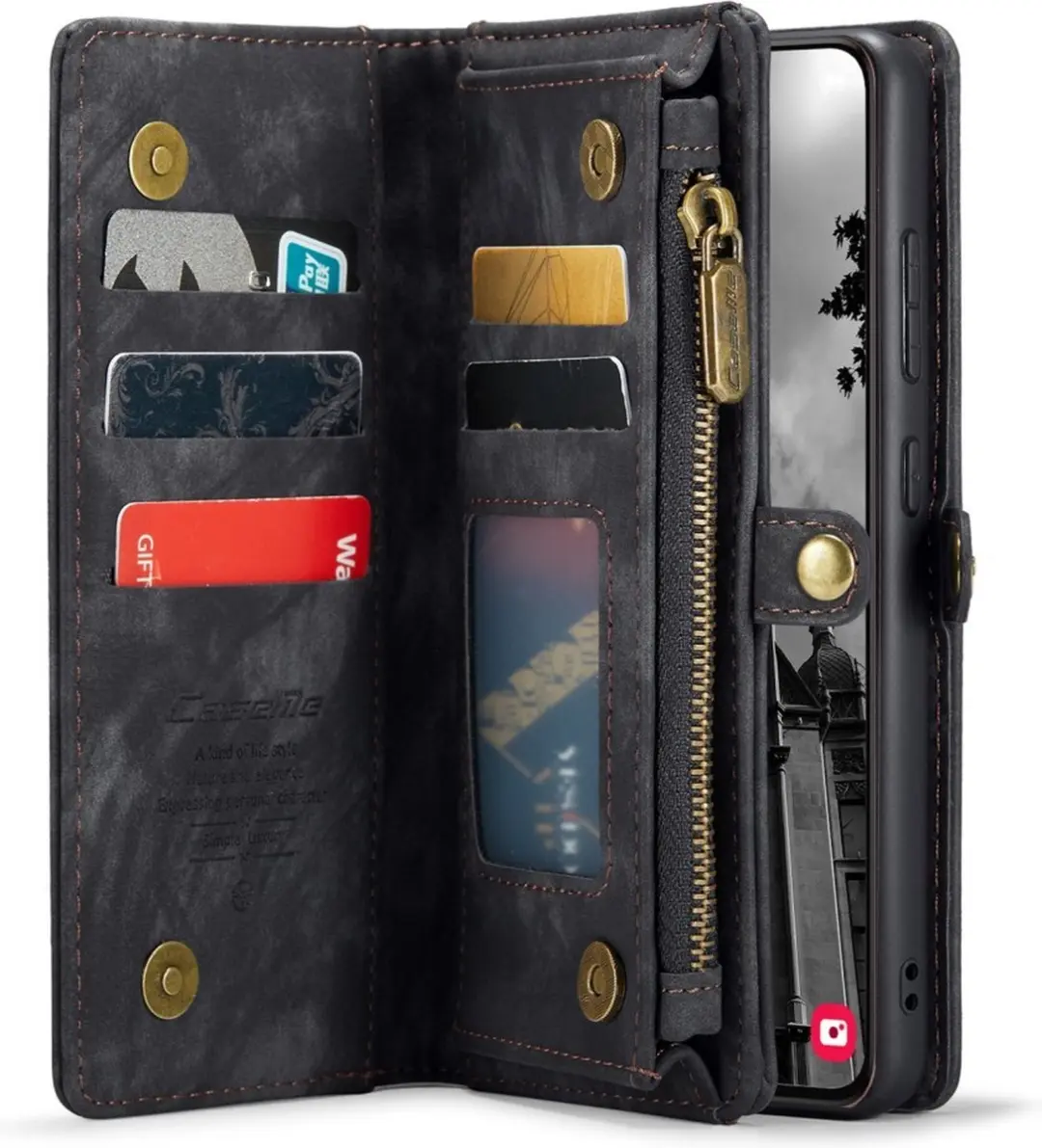 Caseme 008 Hoesje Samsung Galaxy S24 - 2-in-1 Book Case & Portemonnee - 8 Pasjes - Zwart