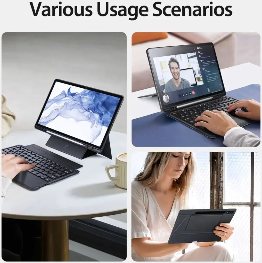 Dux Ducis Bluetooth Toetsenbord Hoes Samsung Galaxy Tab S7/S8 - Zwart